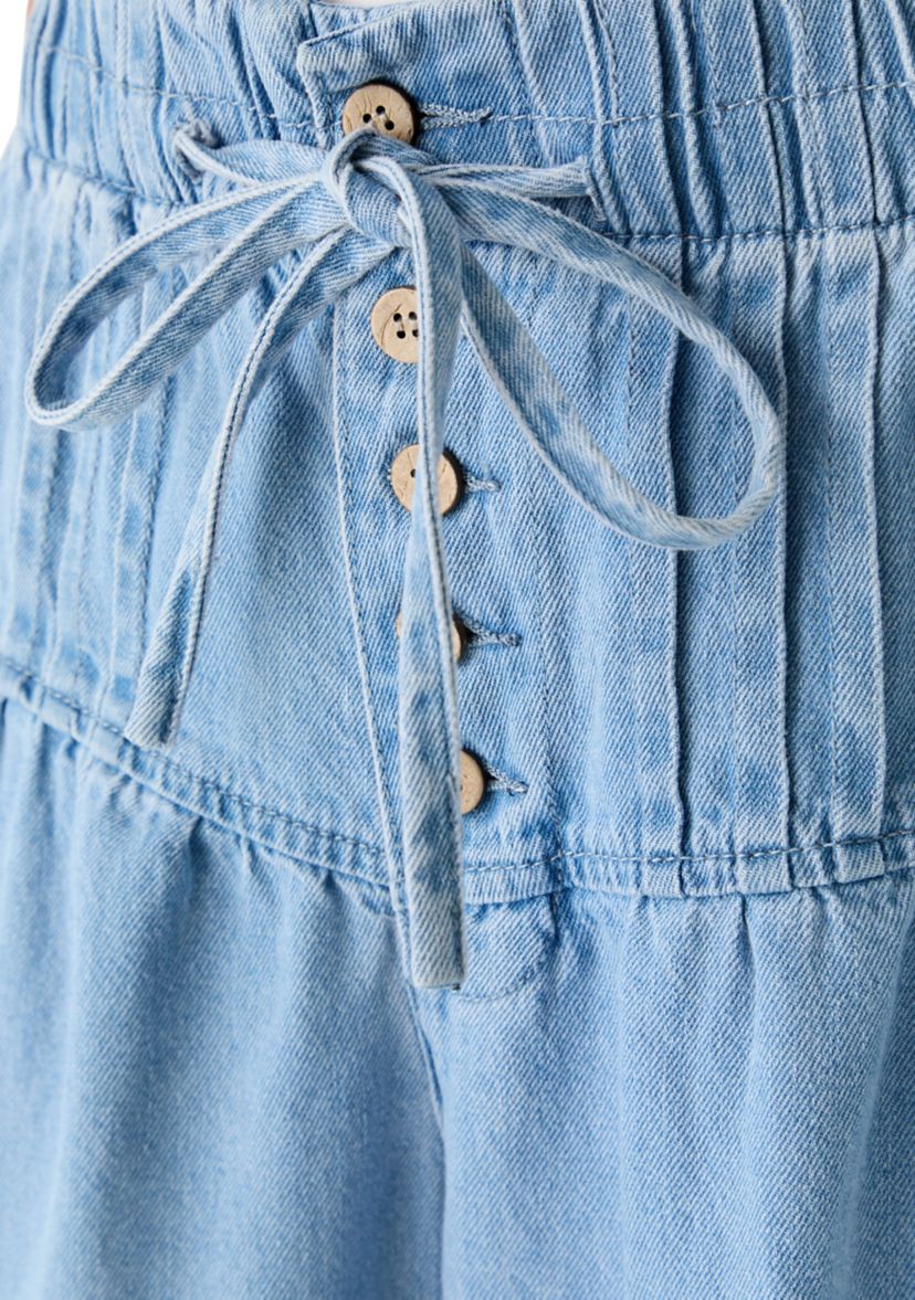 Oak & Trellis Women's Denim Pintuck Front Button Pants | Belk