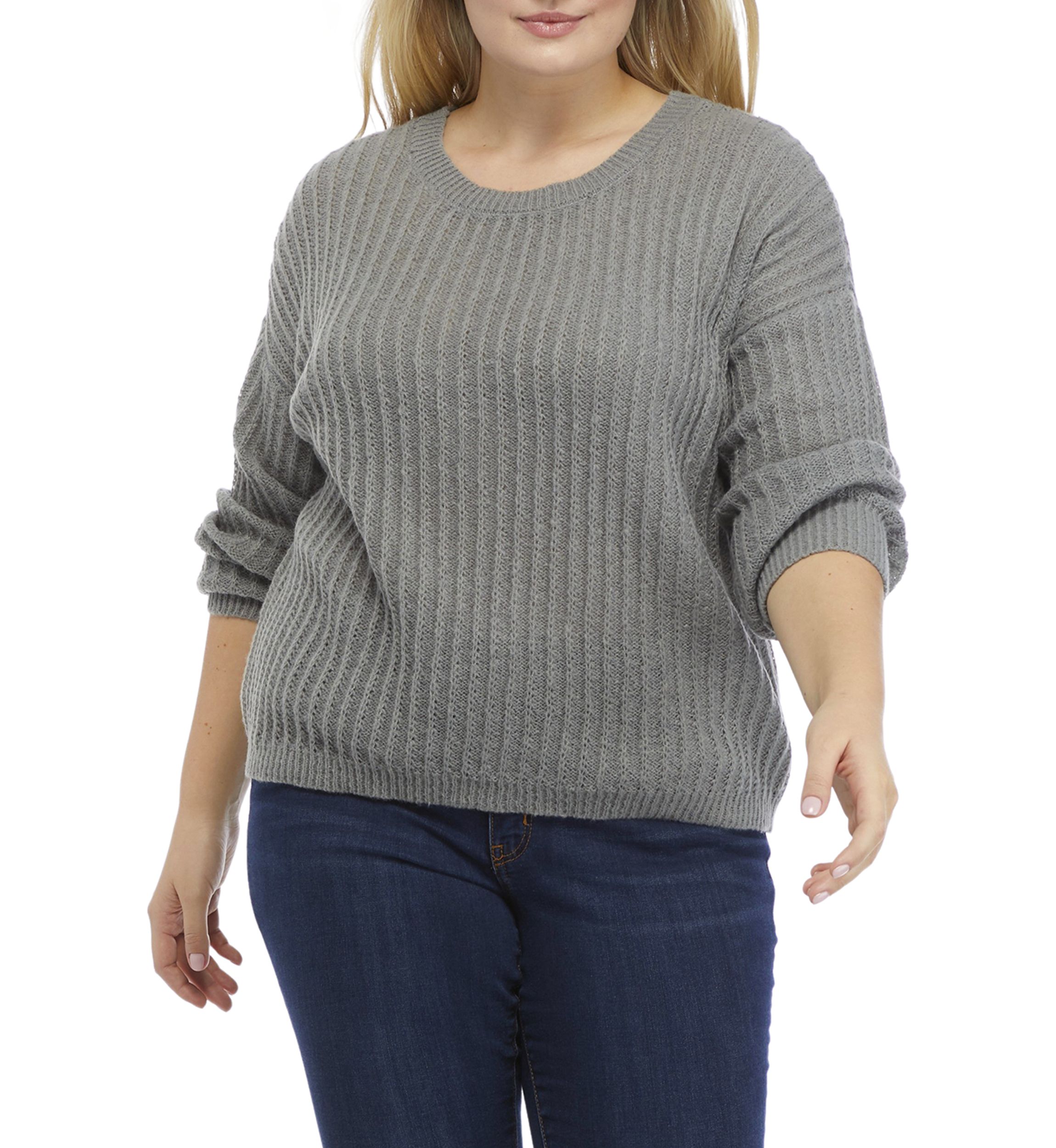 Plus Size Textured Bar Back Sweater 