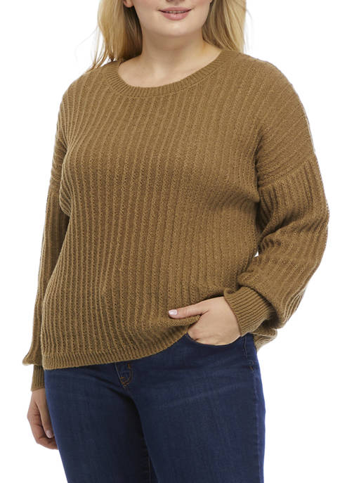 Plus Size Textured Bar Back Sweater 