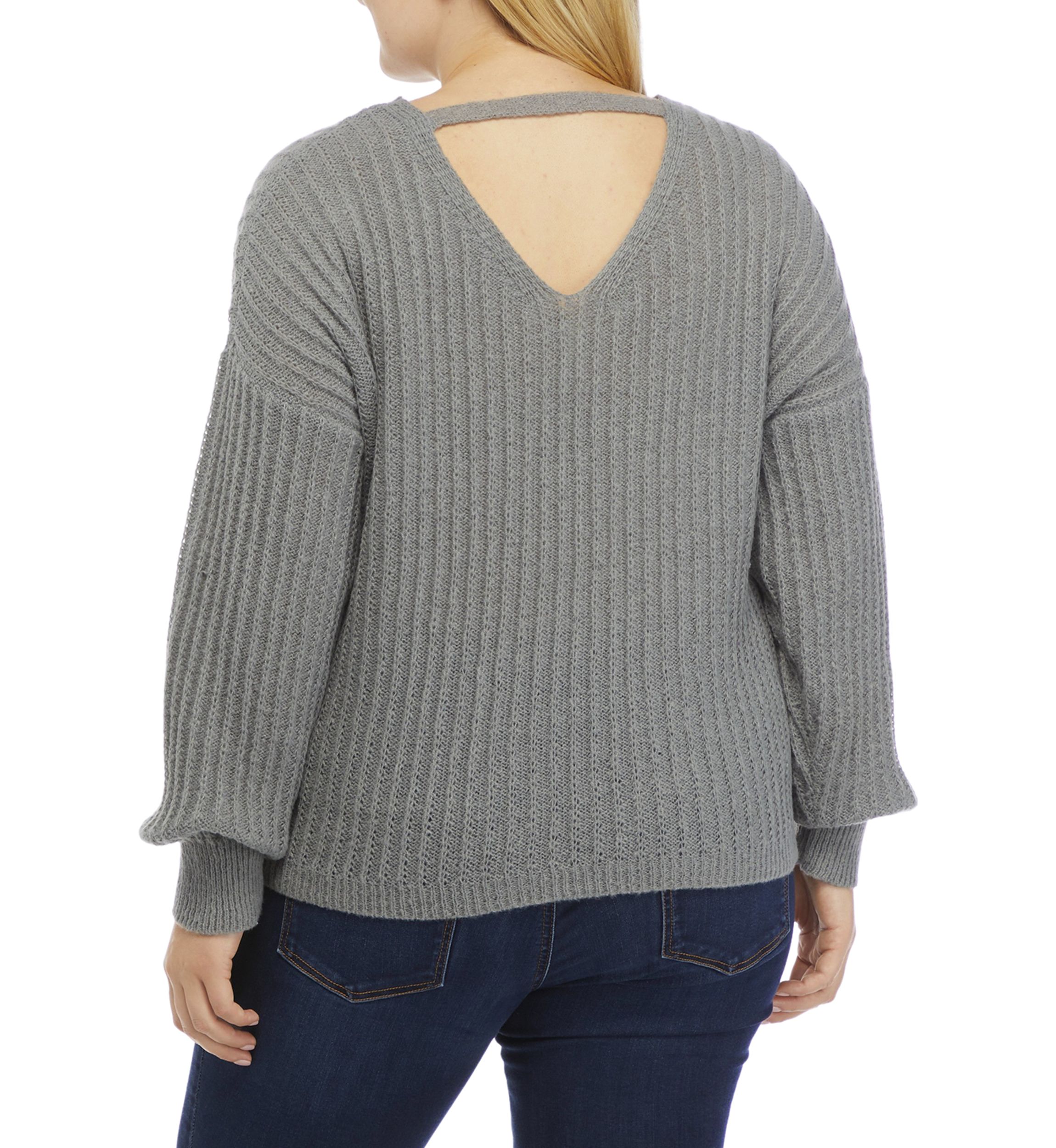 Plus Size Textured Bar Back Sweater 