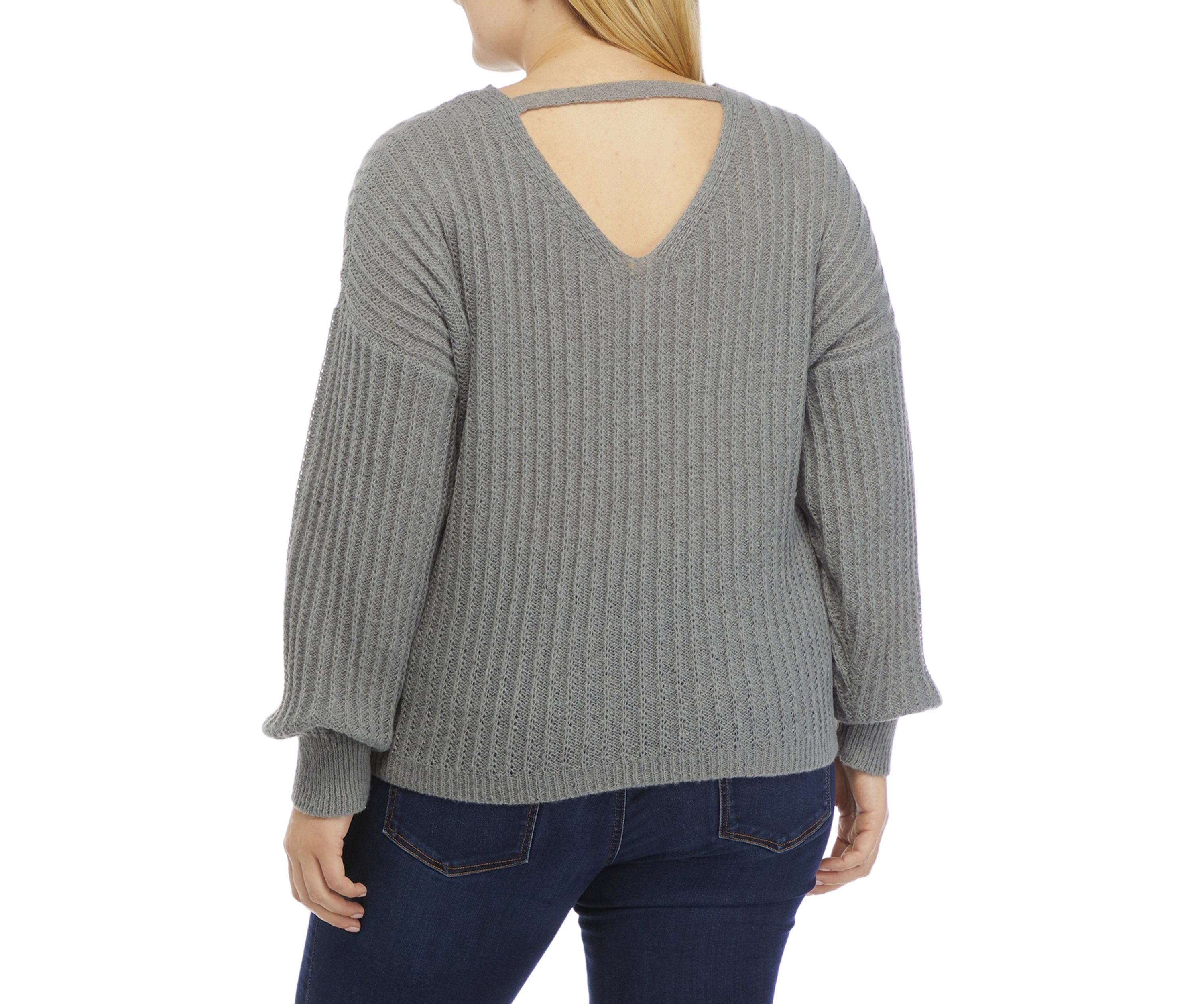 Plus Size Textured Bar Back Sweater 