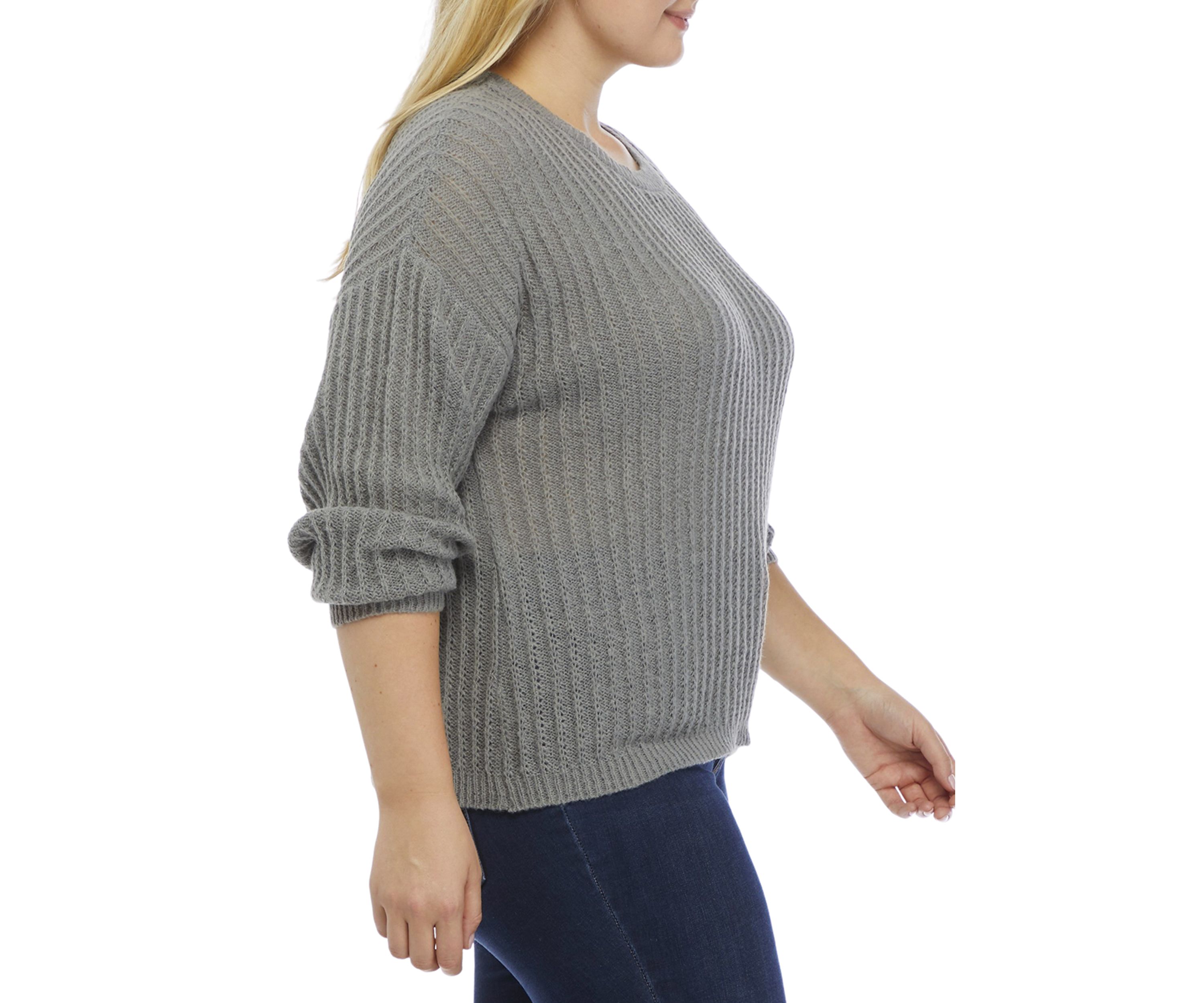 Plus Size Textured Bar Back Sweater 