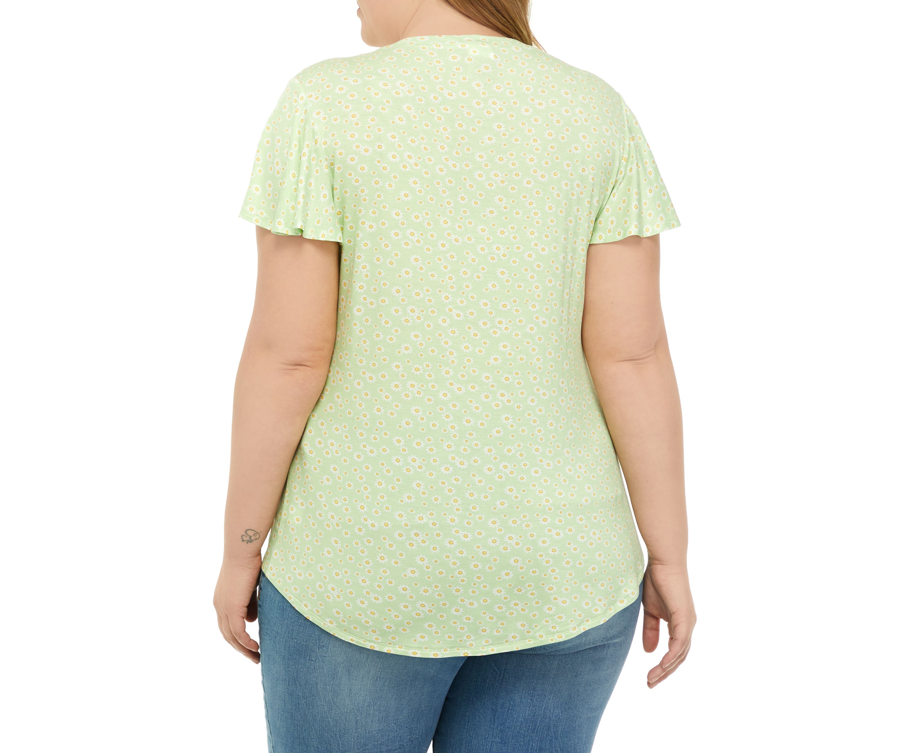 Plus Size Flutter Sleeve Tie Front Top 