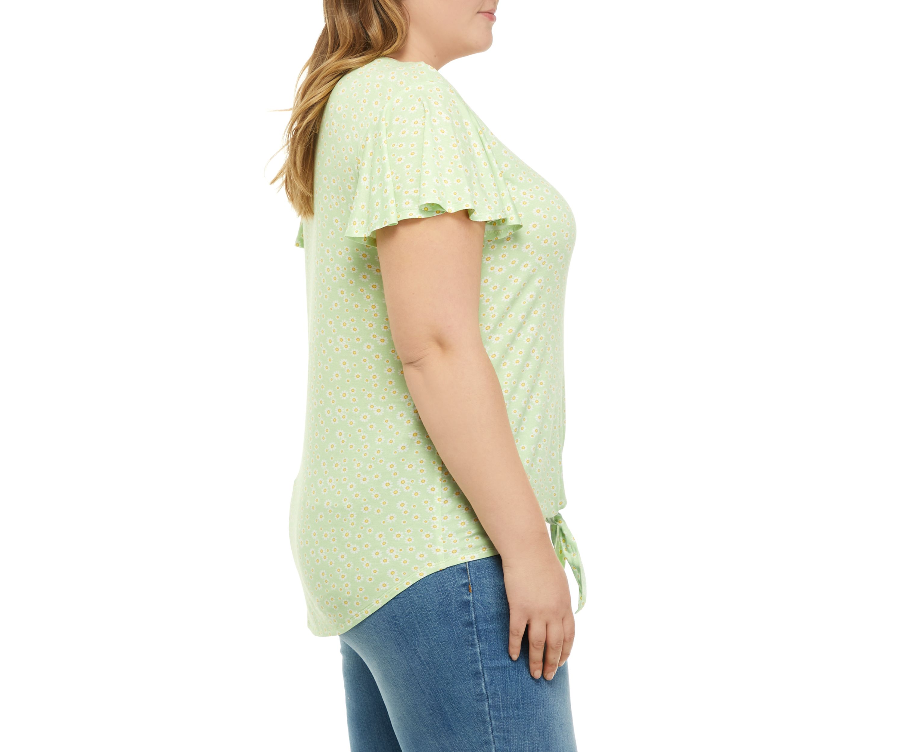 Plus Size Flutter Sleeve Tie Front Top 