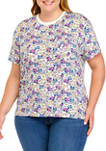 Plus Size Short Sleeve Tie Front Conversational T-Shirt 