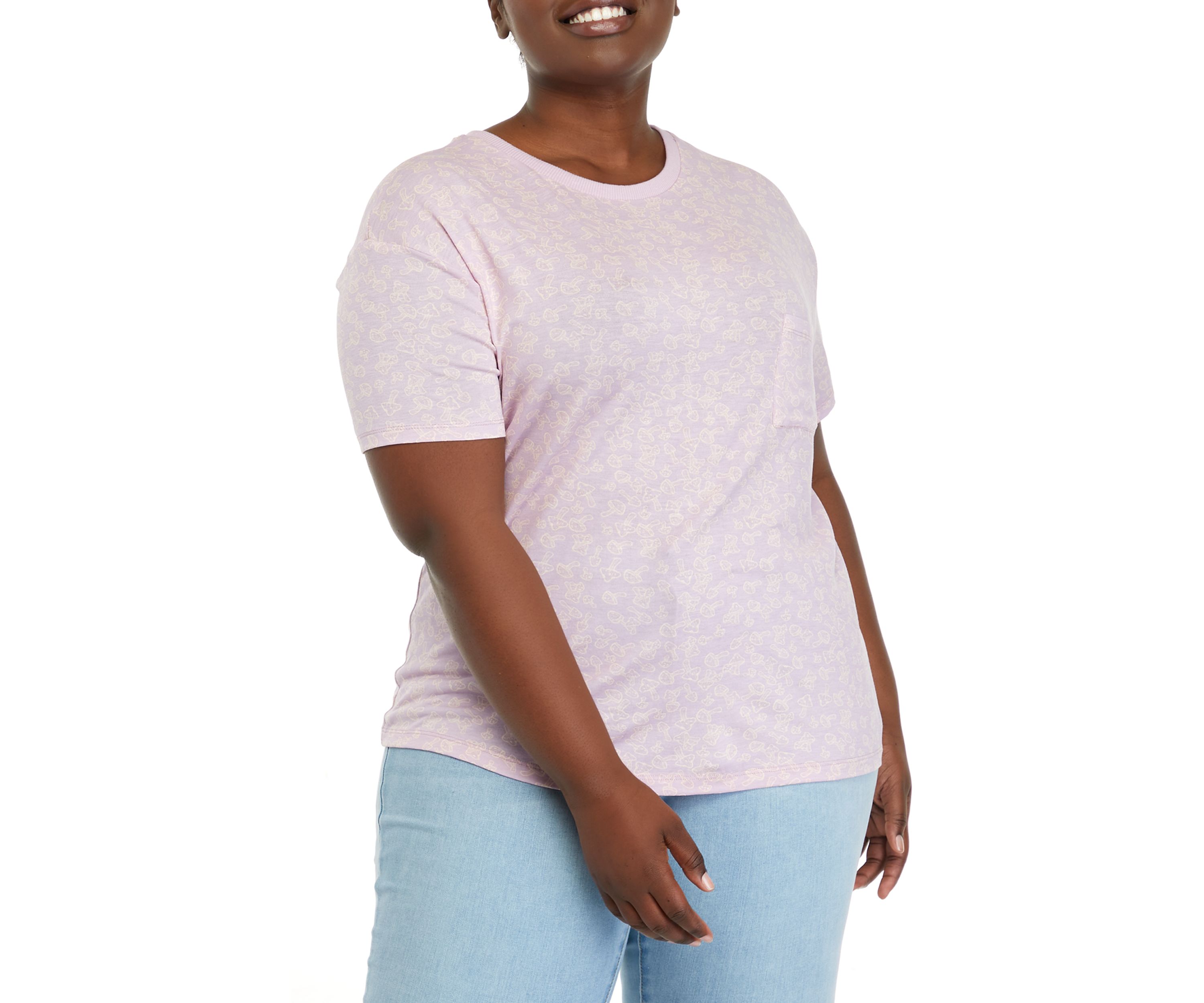 Plus Size Short Sleeve Tie Front Conversational T-Shirt 