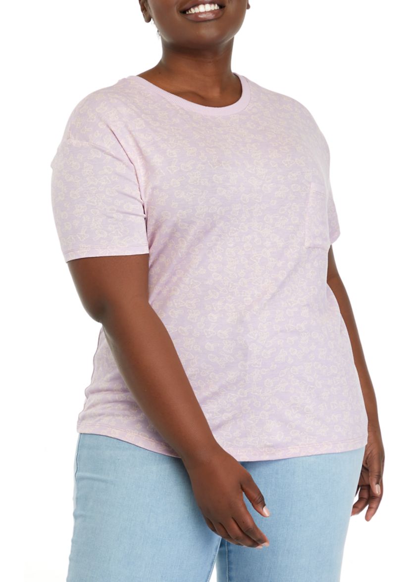 Plus Size Short Sleeve Tie Front Conversational T-Shirt 