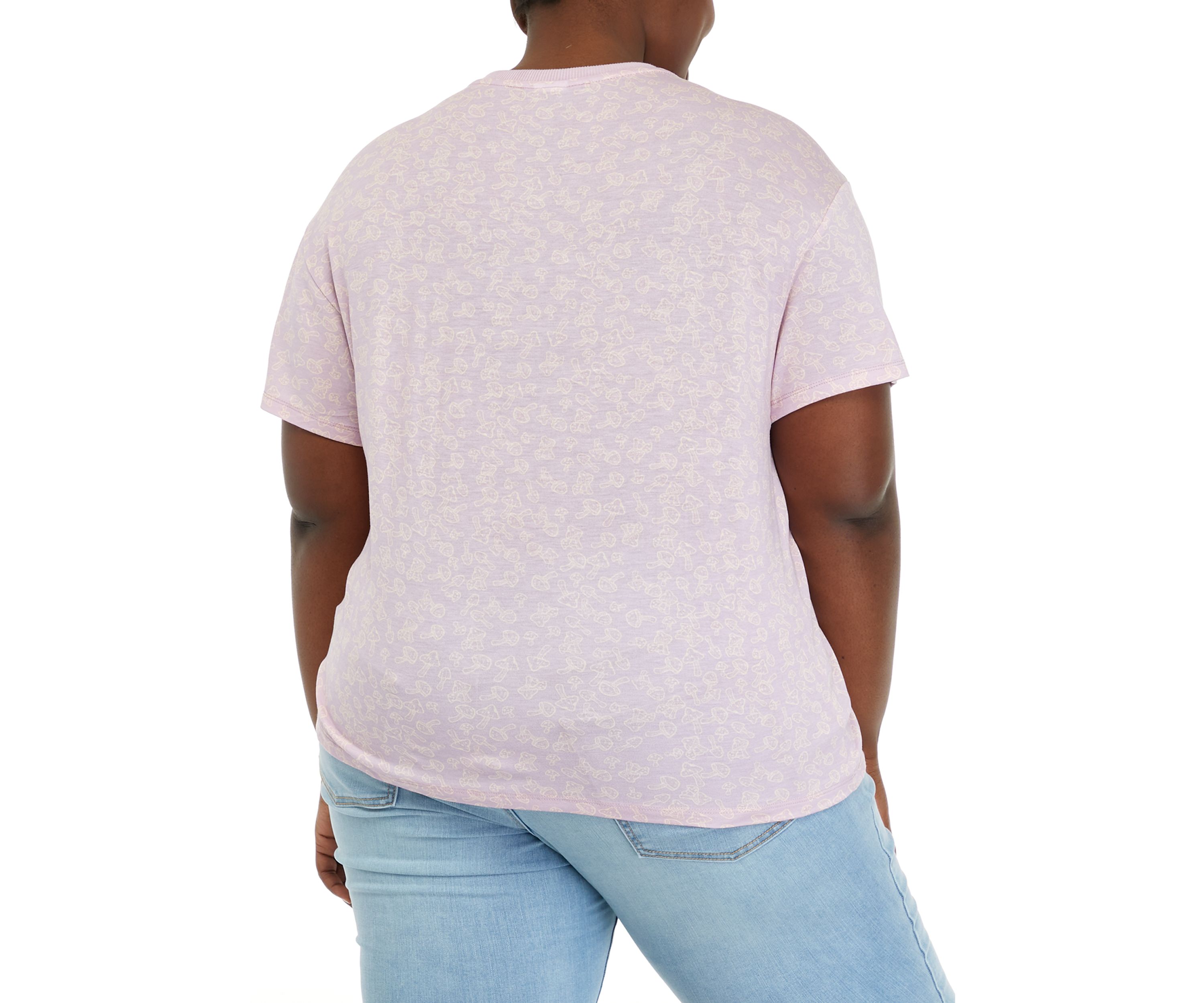 Plus Size Short Sleeve Tie Front Conversational T-Shirt 