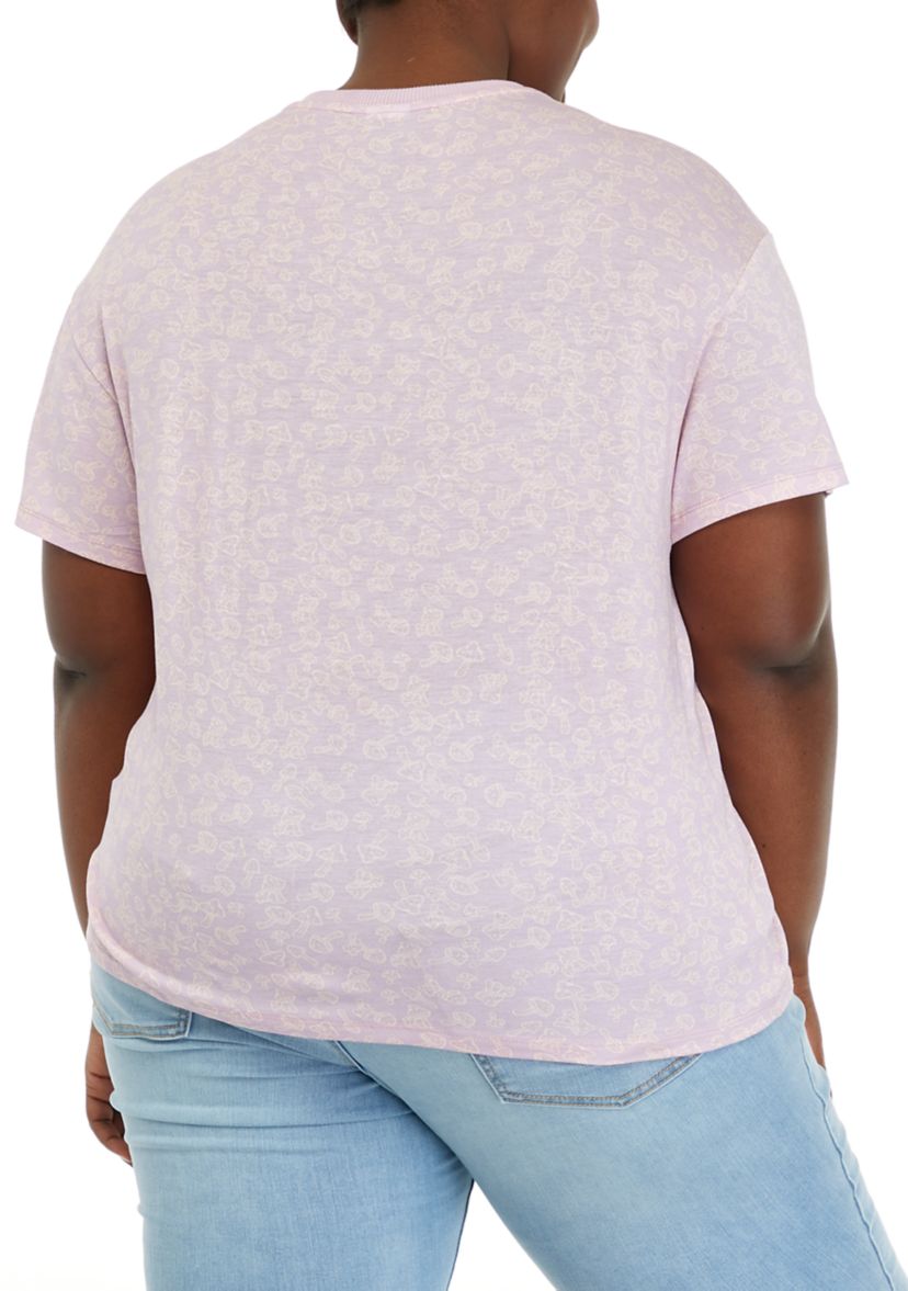 Plus Size Short Sleeve Tie Front Conversational T-Shirt 