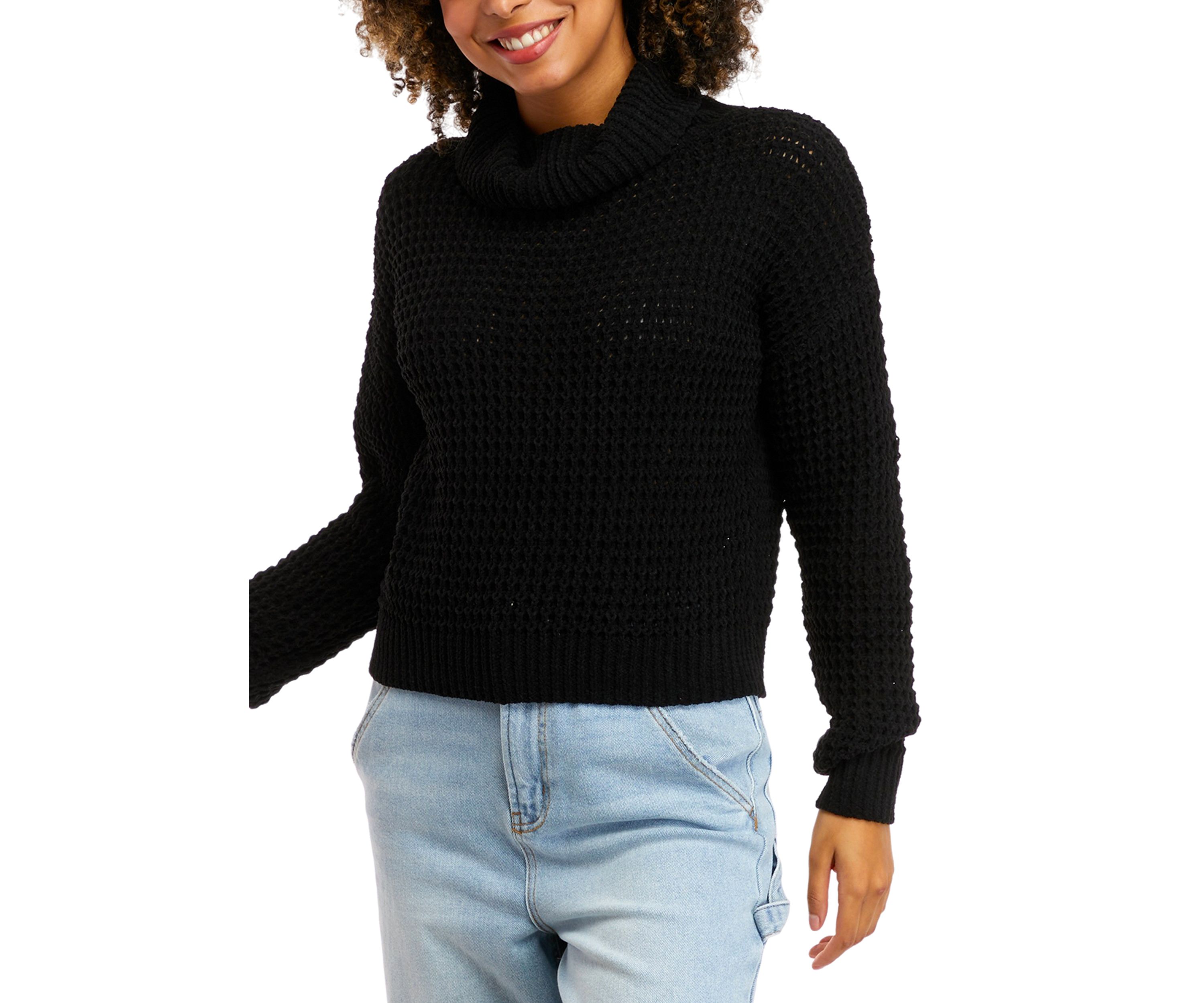 Juniors Long Sleeve Chenille Turtleneck Sweater