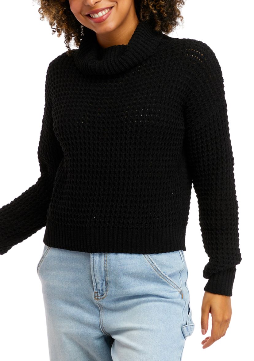 Juniors Long Sleeve Chenille Turtleneck Sweater