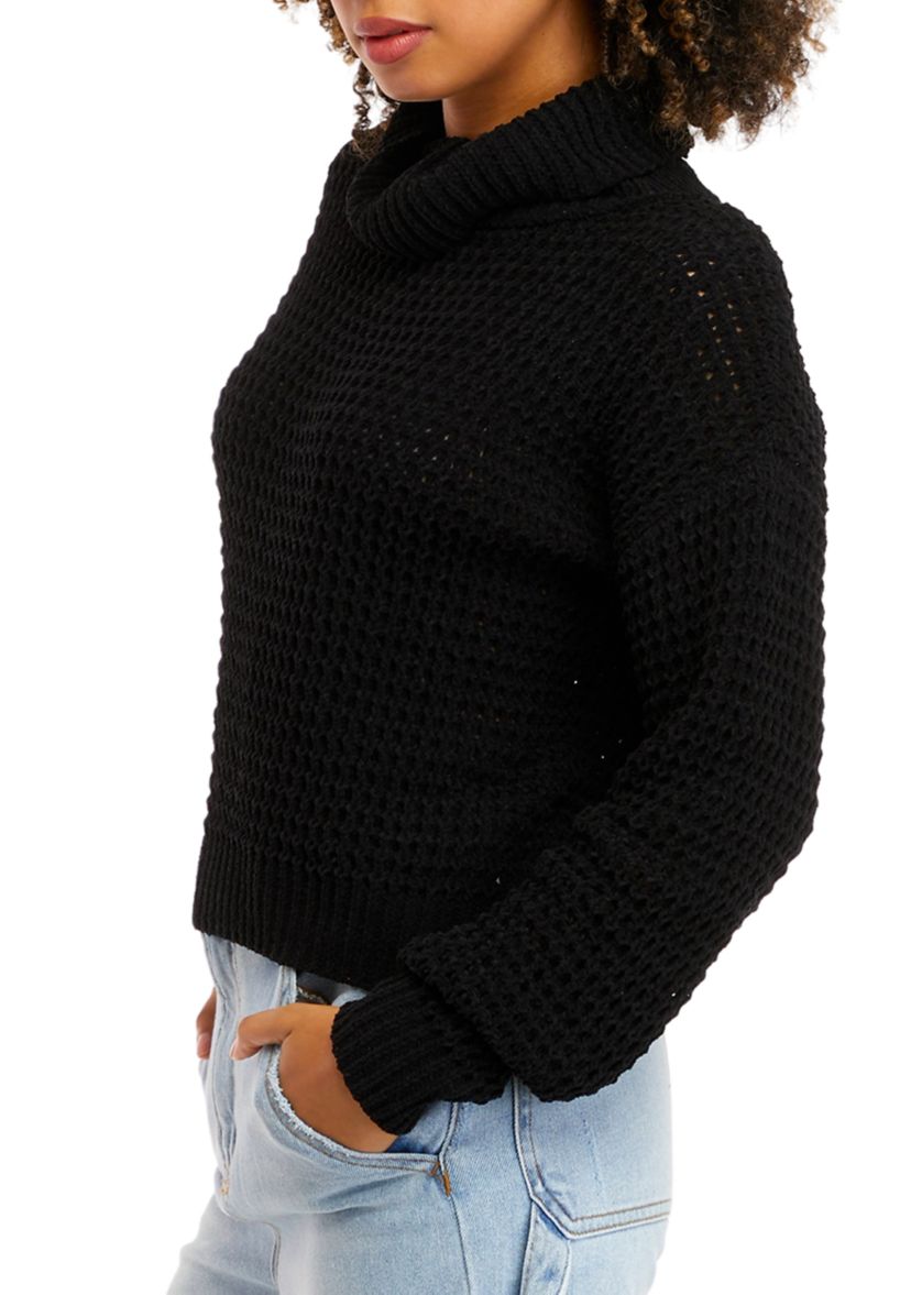 Juniors Long Sleeve Chenille Turtleneck Sweater