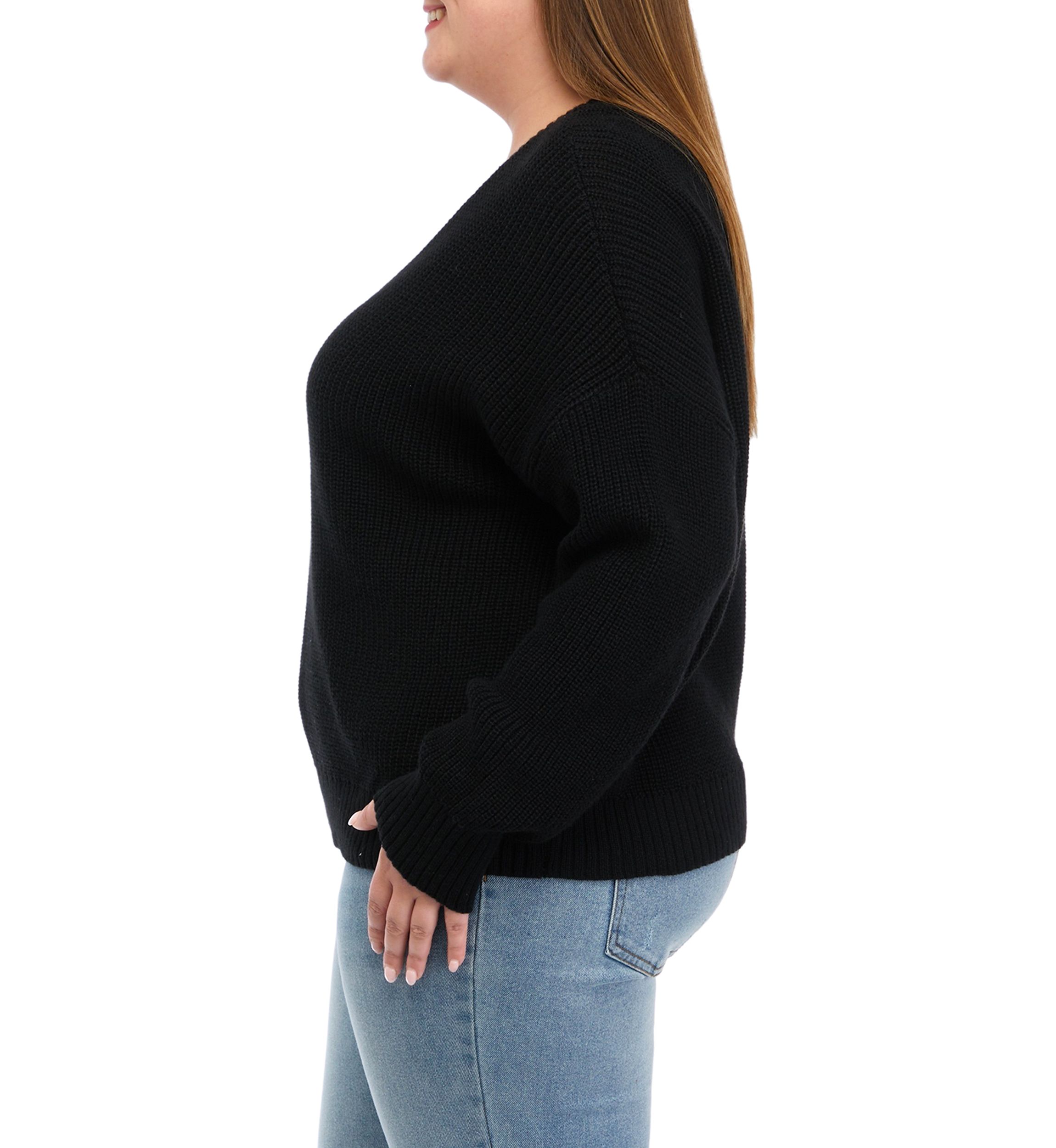 Plus Size Long Sleeve Rhubarb V-Neck Sweater