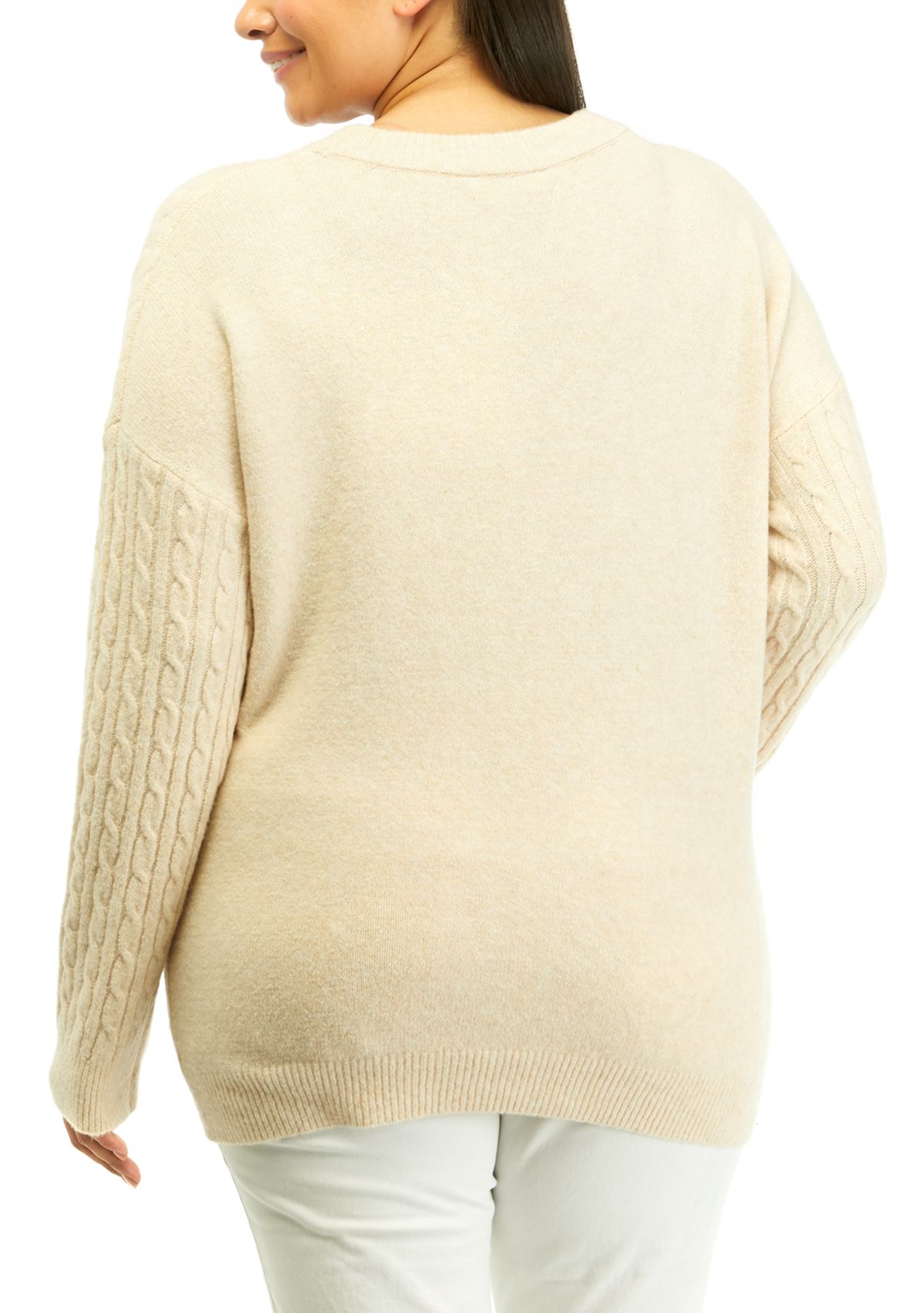 Plus Size Cable Knit Tunic Sweater 