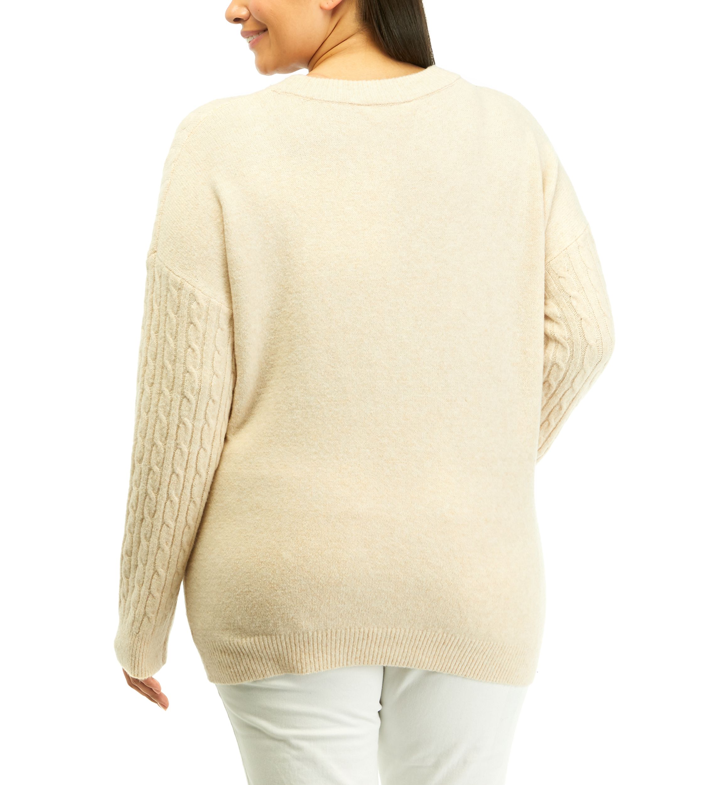 Plus Size Cable Knit Tunic Sweater 