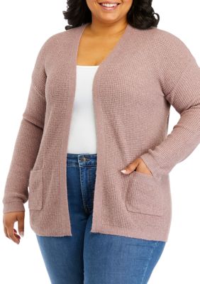 Women's Rib Duster Cardigan - Ava & Viv™ Beige 1X