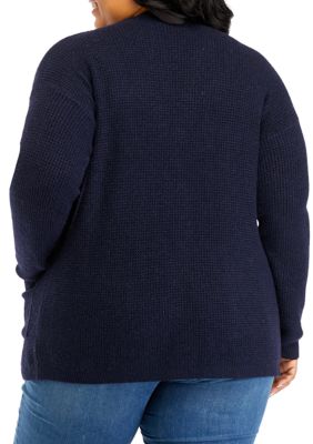 Women's Mock Turtleneck Boxy Pullover Sweater - Wild Fable™ Dark Blue S