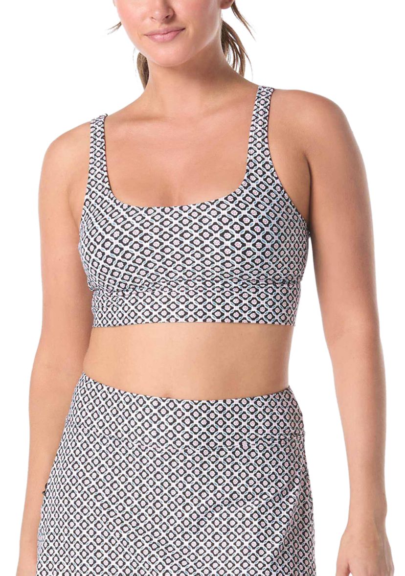 Geo Print Banded Swim Top 