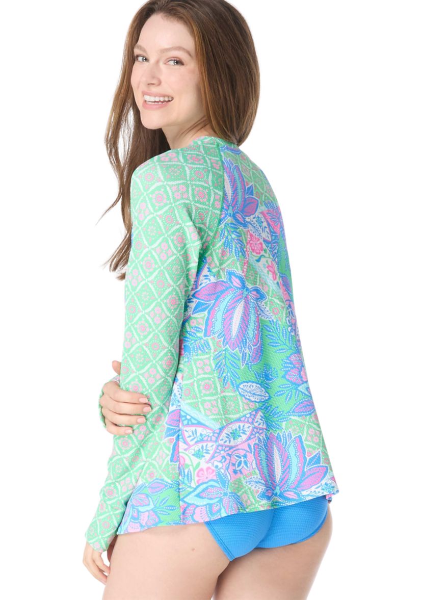Long Sleeve Zip Front Rashguard Swim Cover Up