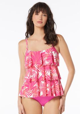 Aqua Palm Ruffle Tankini Swim Top