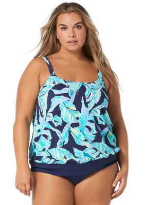 Beach House: Plus Size Saltwater Swirl Bridget Underwire Tankini Top