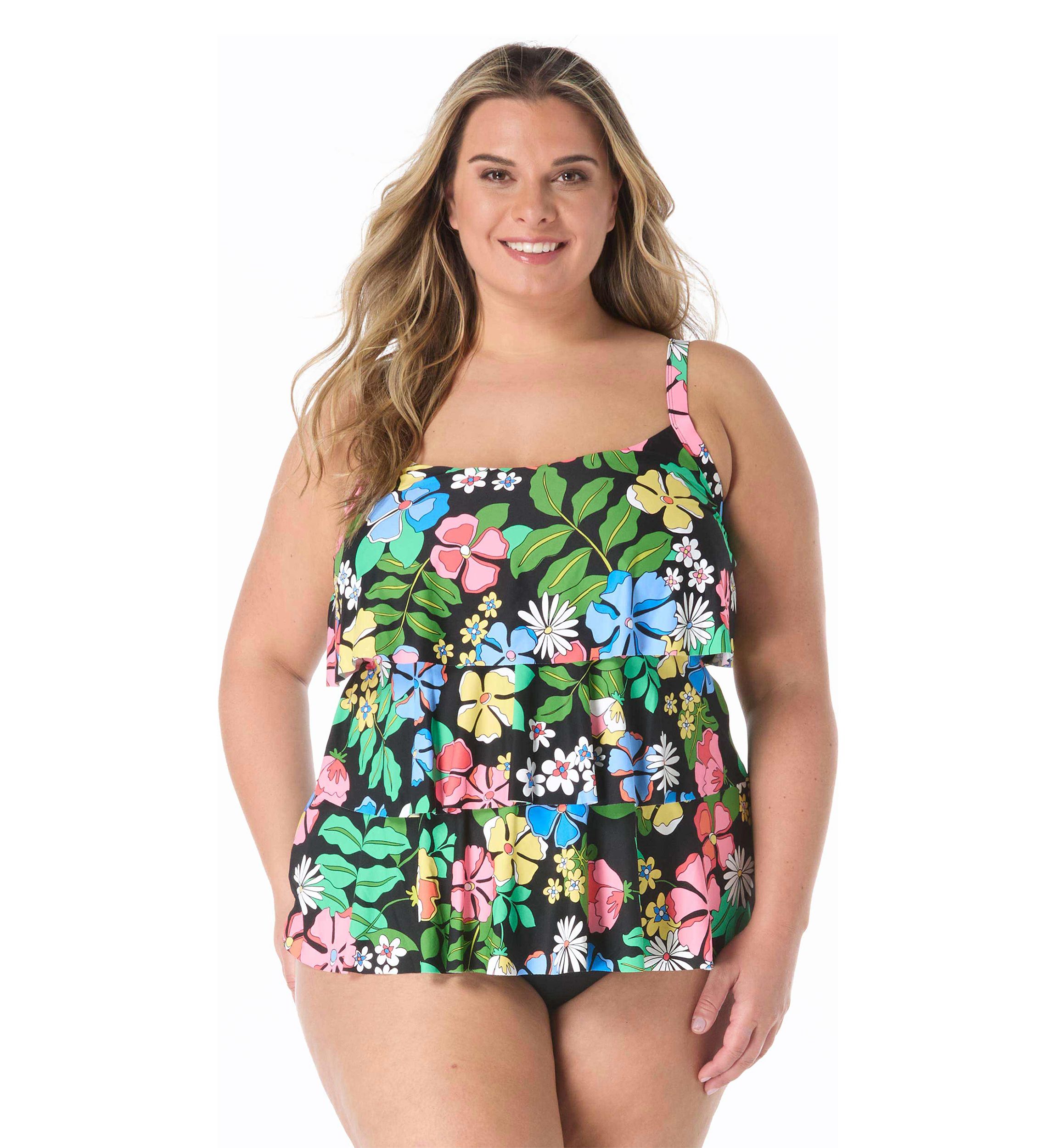 Plus Size Midnight Garden Tankini Swim Top