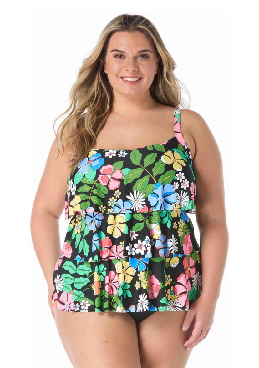 Plus Size Midnight Garden Tankini Swim Top
