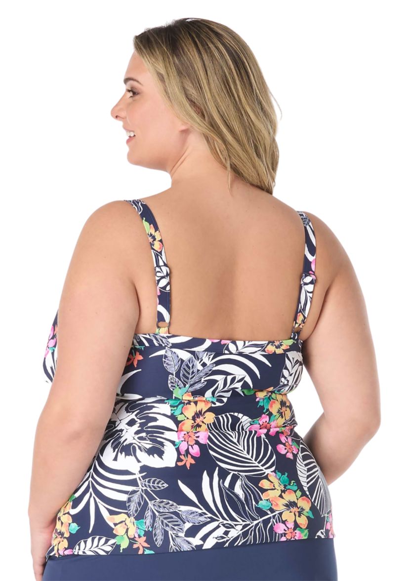 Plus Size Jungle Print Tankini Swim Top 
