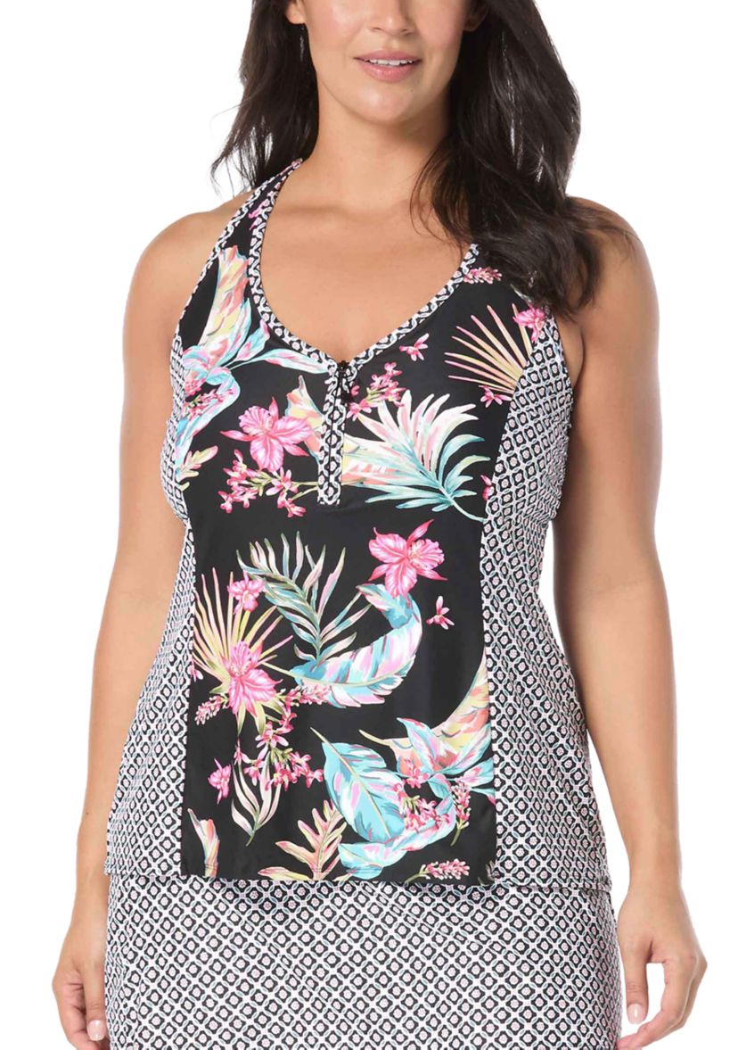 Plus Size Endless Summer Erinna Twin Print Tankini Swim Top