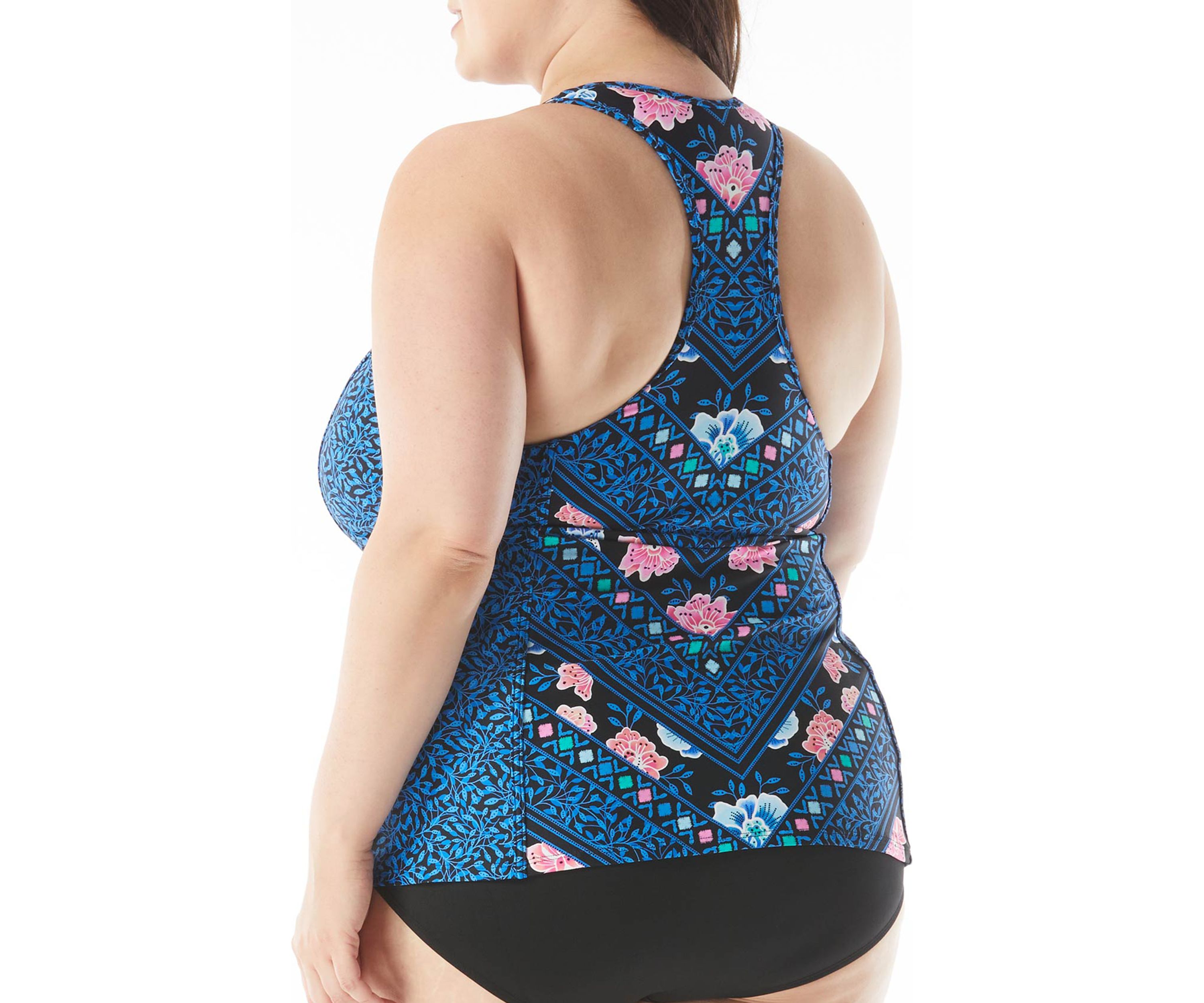 Plus Size Erinna On The Horizon Racerback Zipper Front Swim Tankini