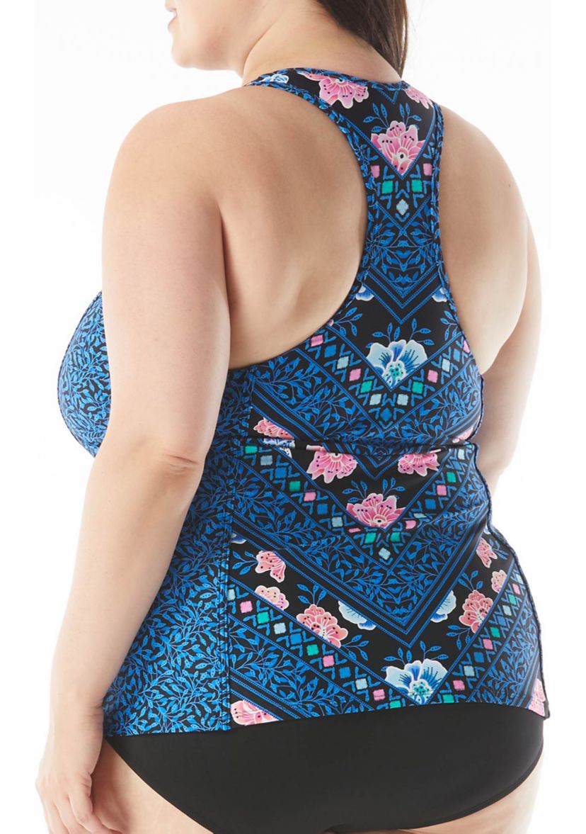 Plus Size Erinna On The Horizon Racerback Zipper Front Swim Tankini