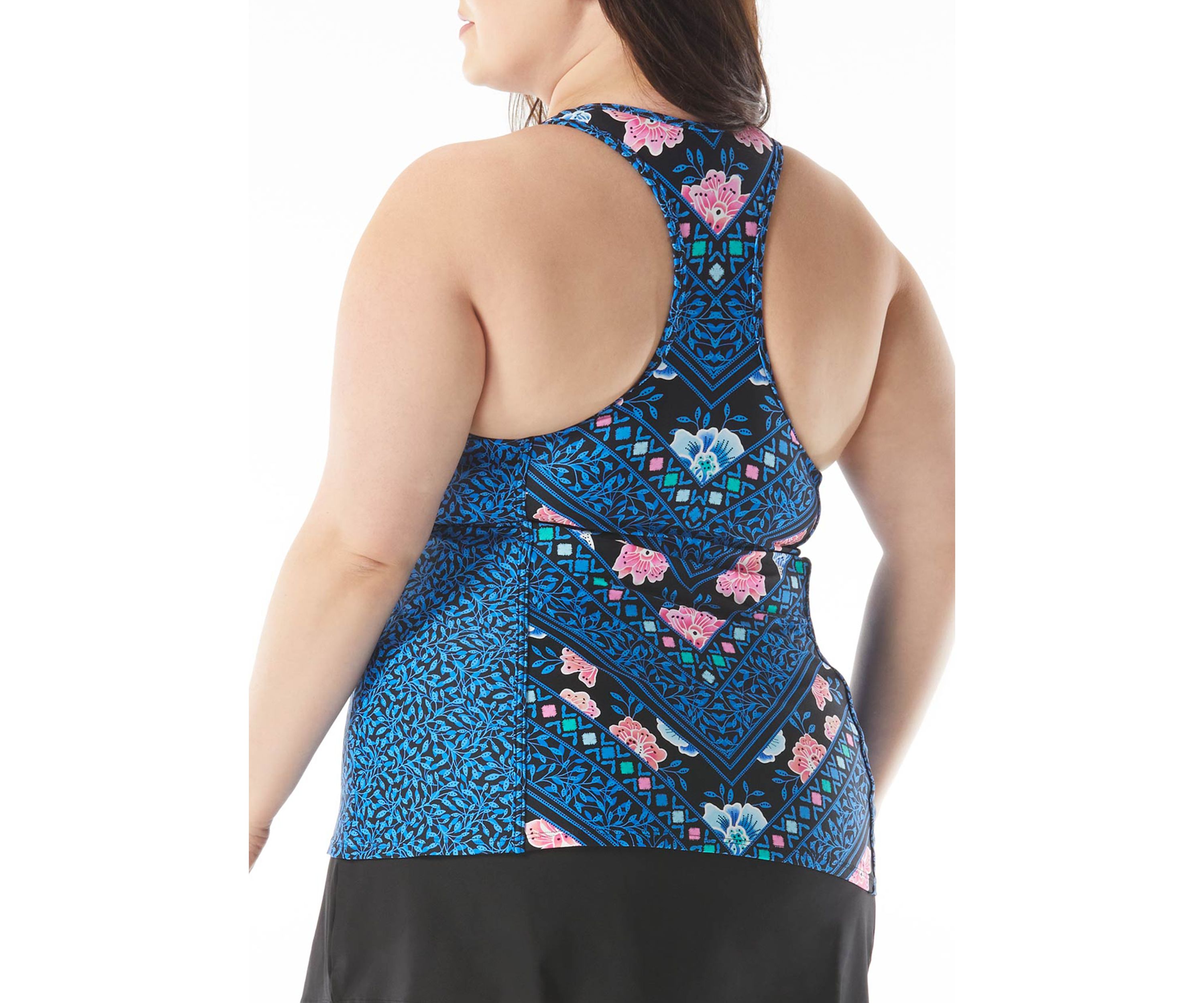 Plus Size Erinna On The Horizon Racerback Zipper Front Swim Tankini