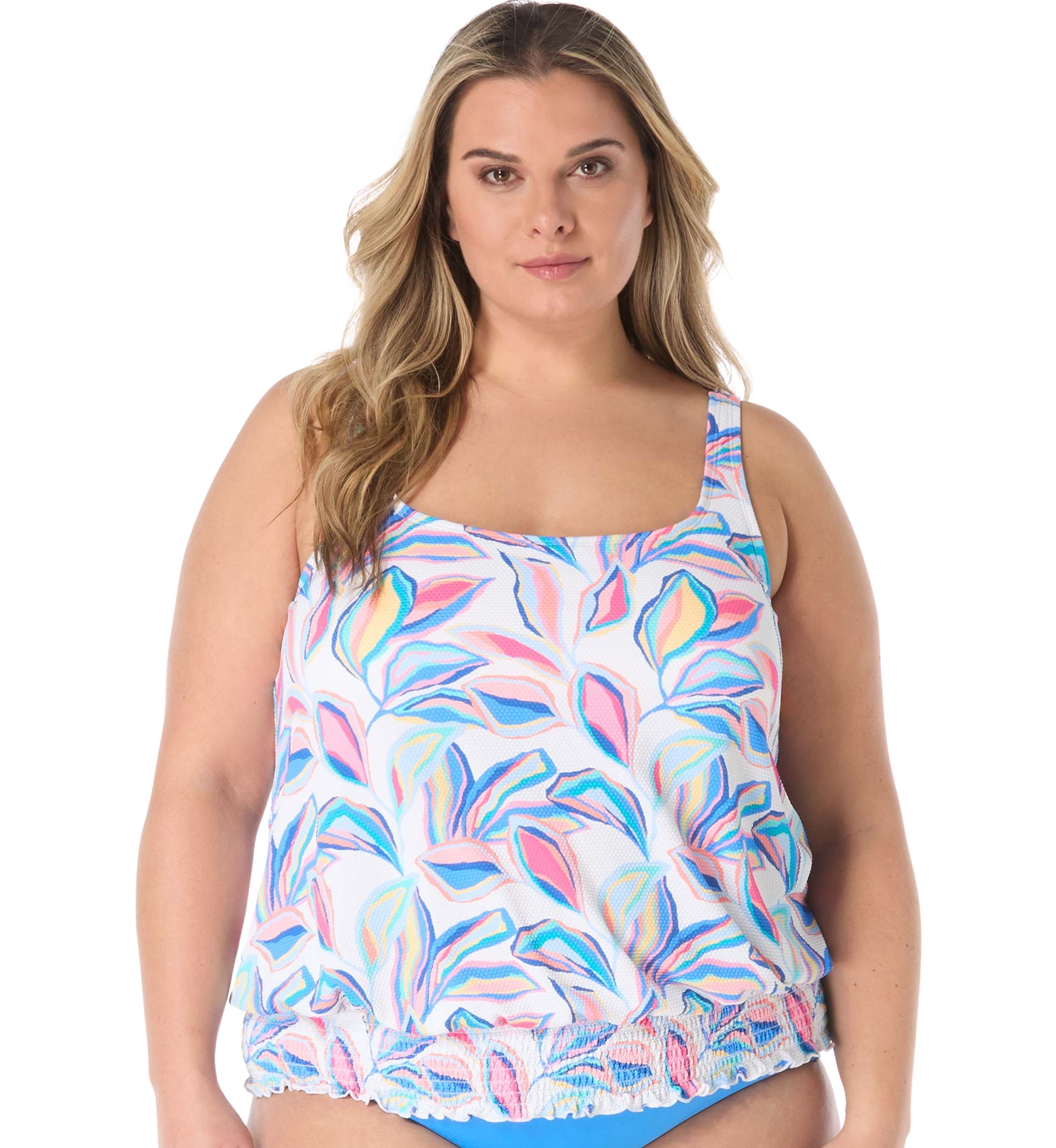 Plus Size Bora Bora Floral Cross Band Swim Top