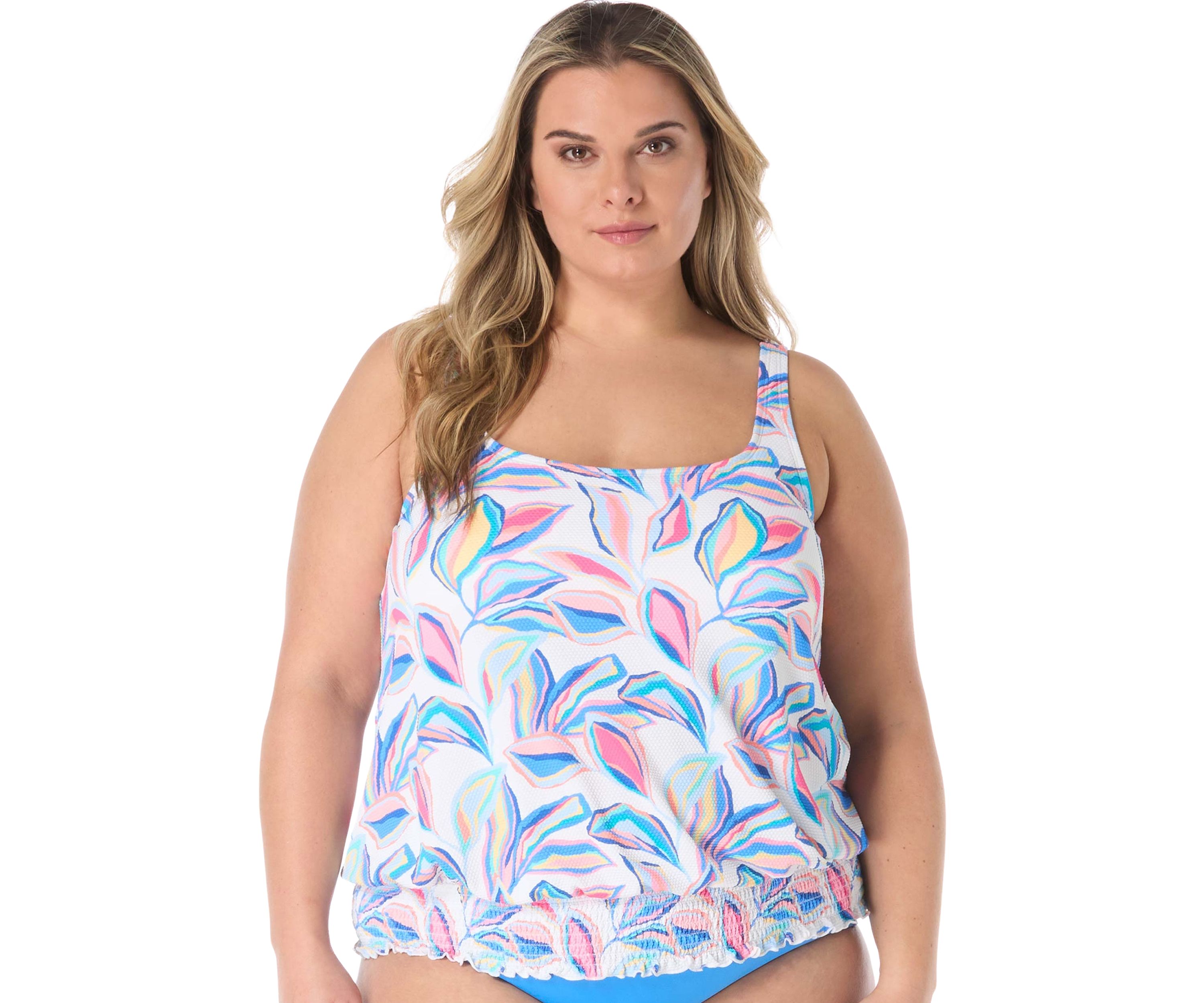 Plus Size Bora Bora Floral Cross Band Swim Top