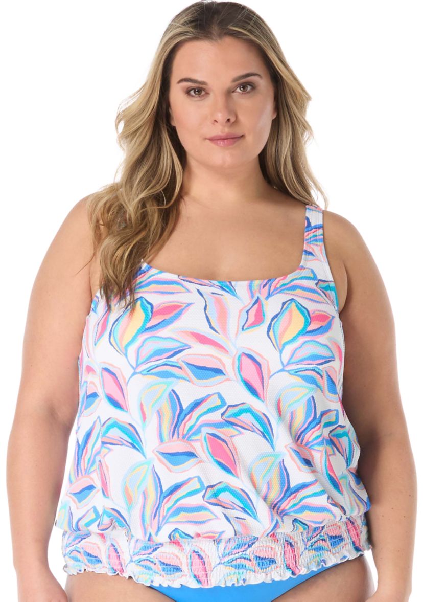 Plus Size Bora Bora Floral Cross Band Swim Top