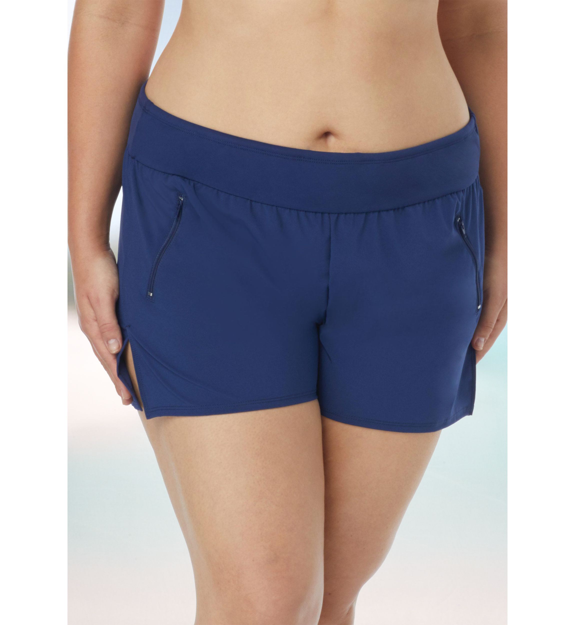 Plus Size Stretch Woven Swim Shorts