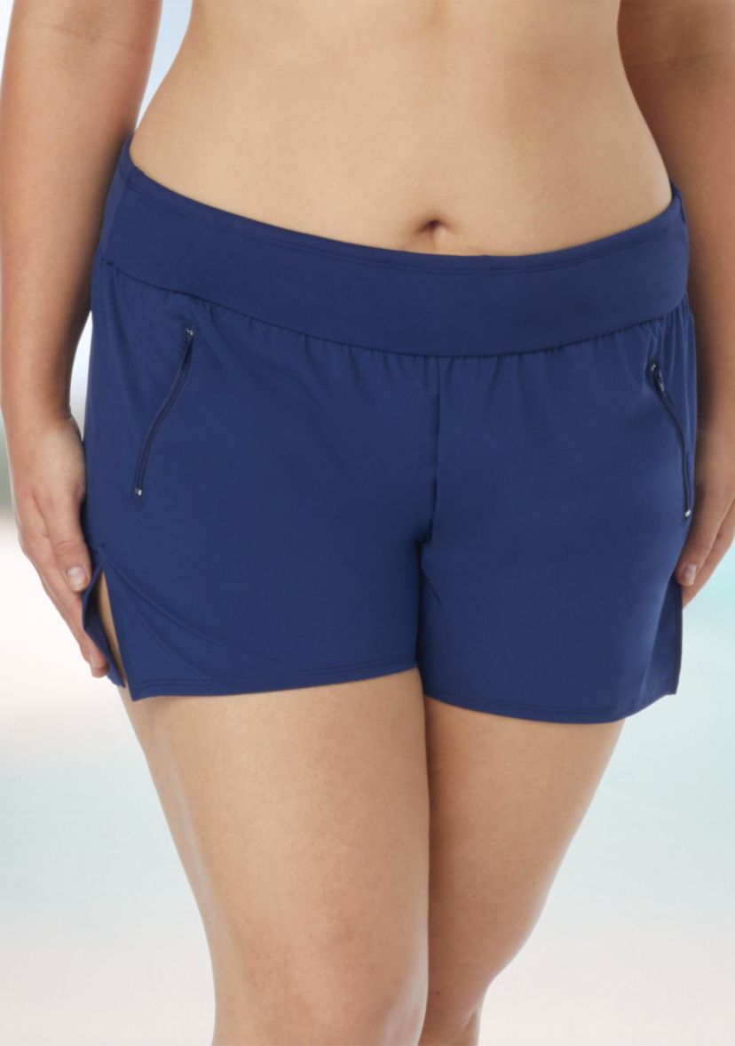 Plus Size Stretch Woven Swim Shorts