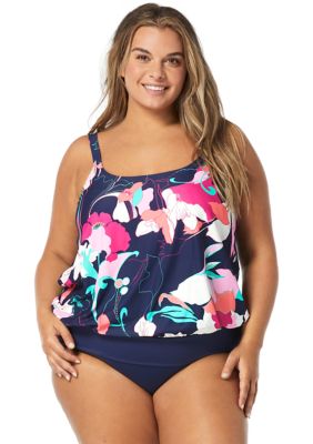 Women Floral Swimwear Tankini Set Bikini Top Boys Shorts Swimsuit Beach Bathing  Suit Plus Size