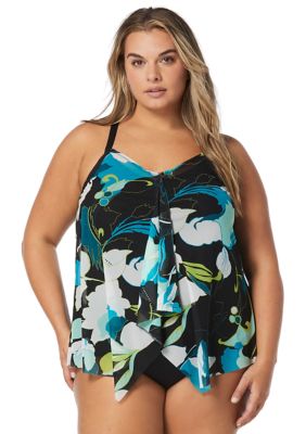 Plus Avalon Floral Kerry Mesh Tankini Swim Top