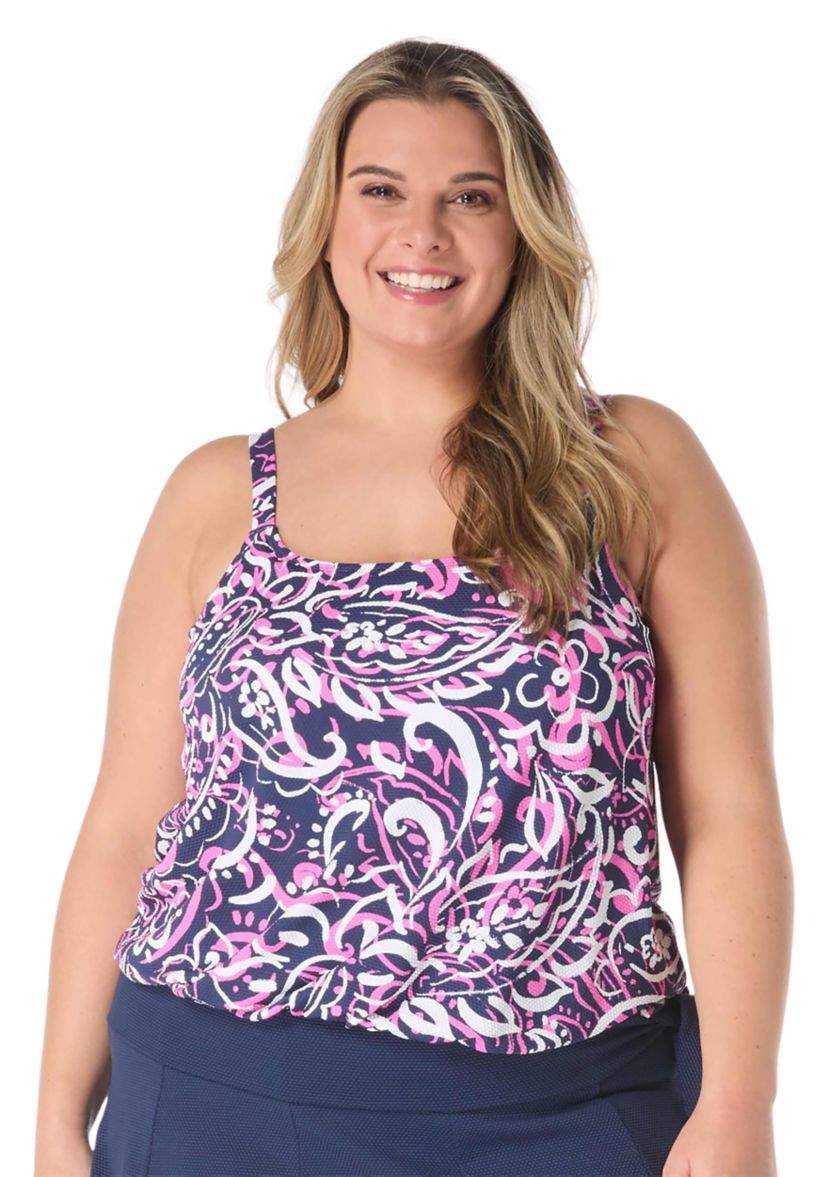 Plus Size Parade Paisley Tankini Swim Top 
