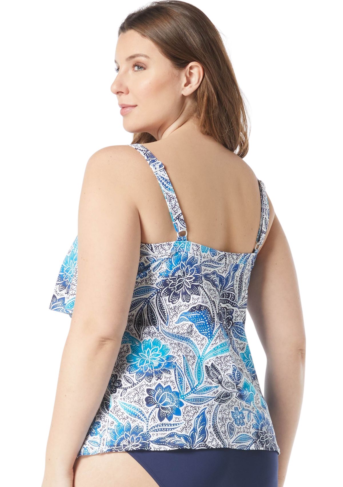 Plus Size Samoan Floral Jane Ruffle Tankini Swim Top 
