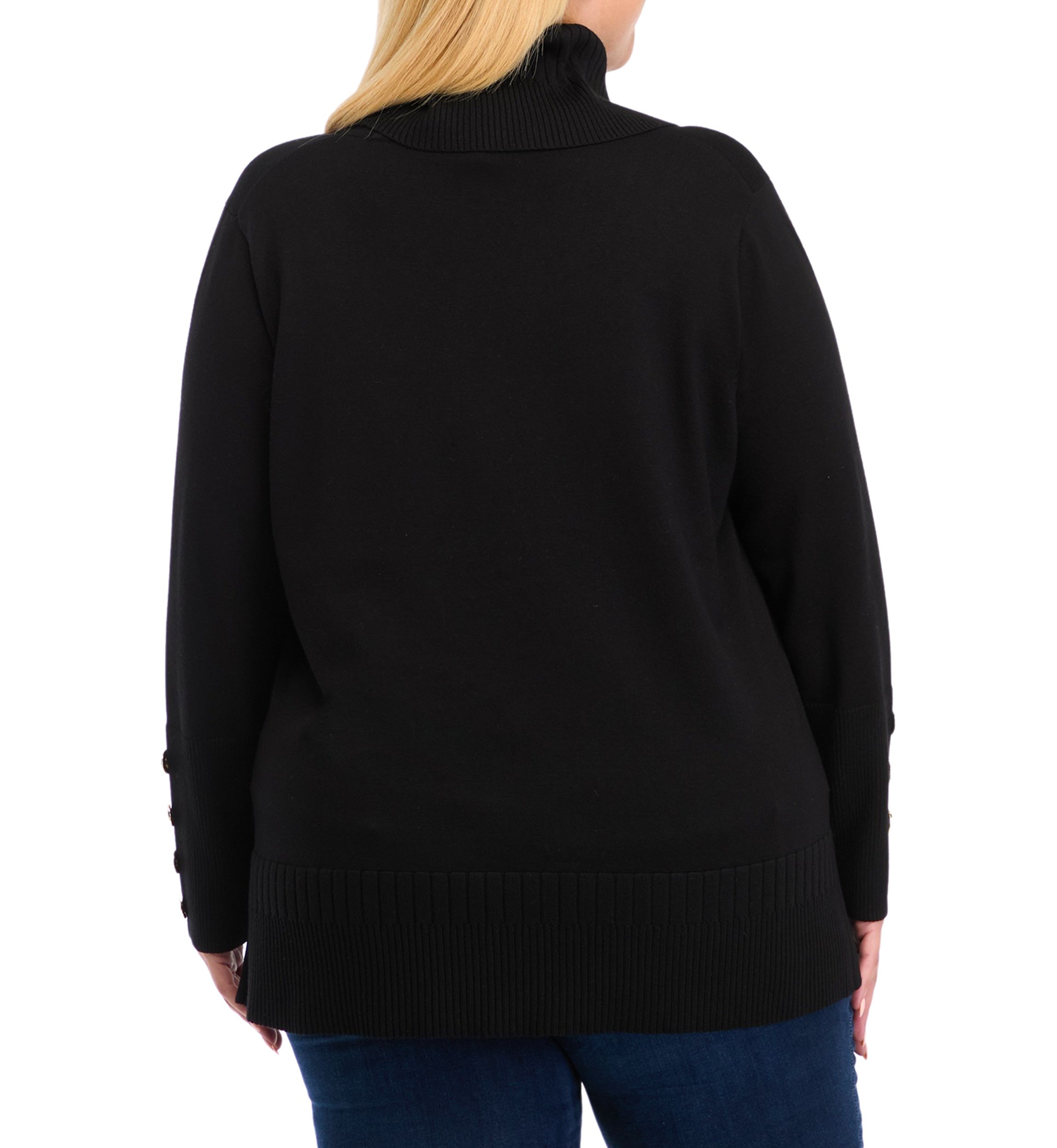 Plus Size Mixed Rib Cowl Neck Tunic Sweater 