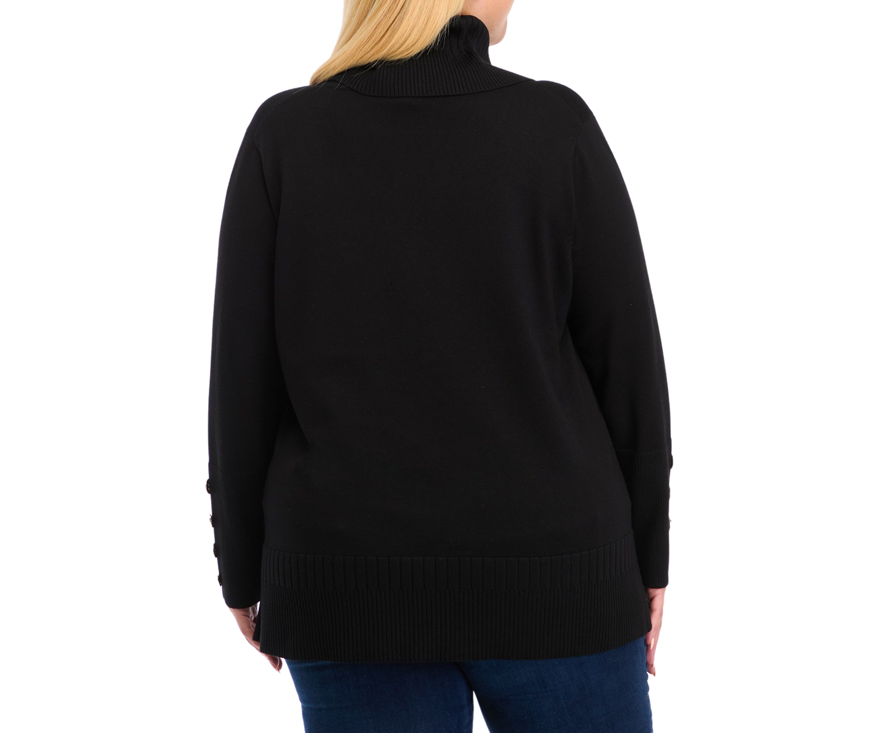 Plus Size Mixed Rib Cowl Neck Tunic Sweater 