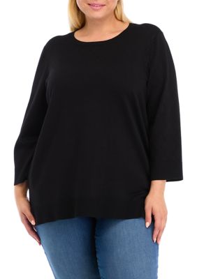 cable & gauge Women's Plus Size Tunic Sweater, Black, 1X -  0635762516812