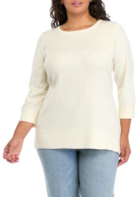 cable & gauge Women's Plus Size Ribbed Tunic Sweater, 1X -  0635762527146