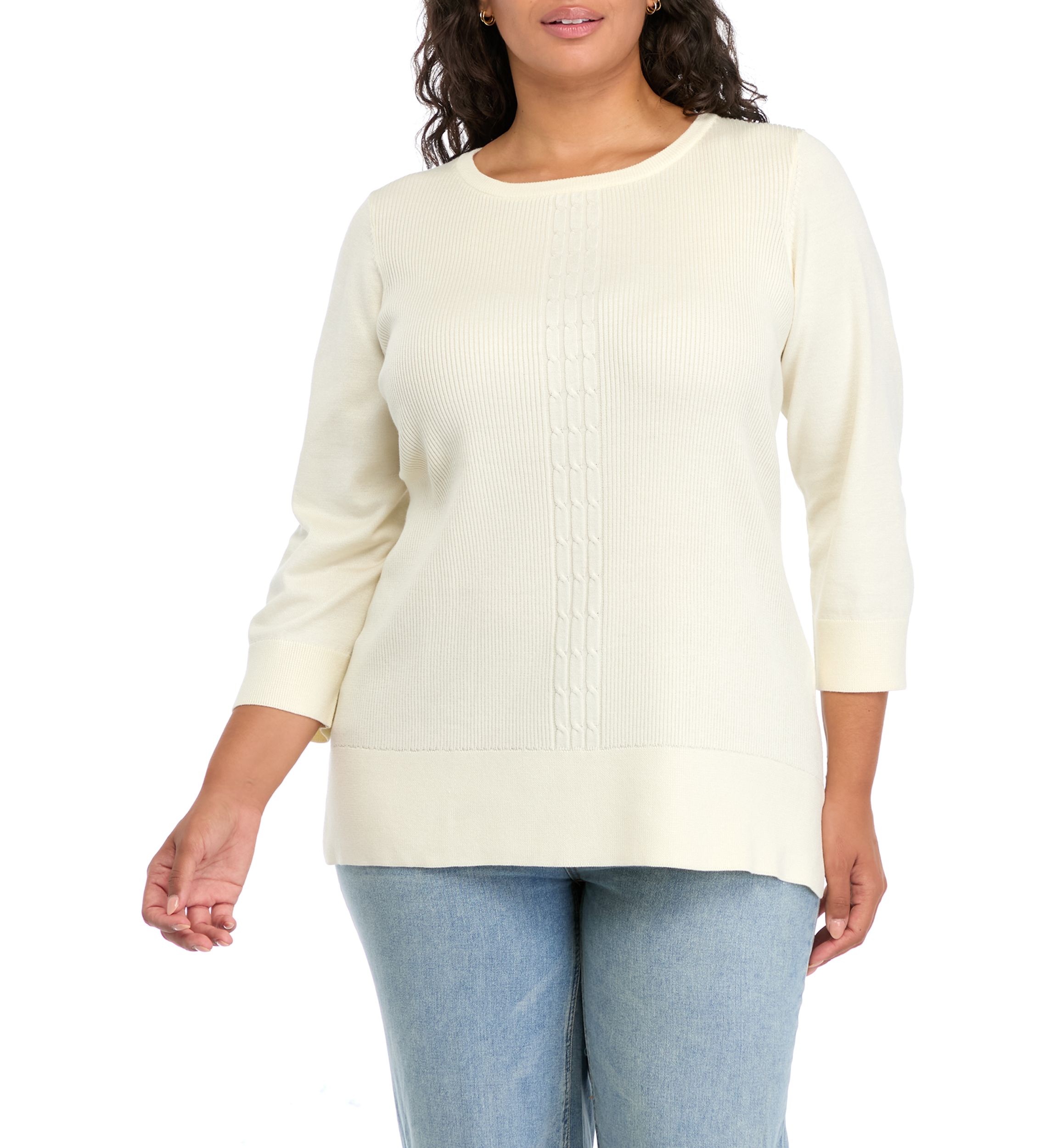 Plus Size Ribbed Tunic Sweater 