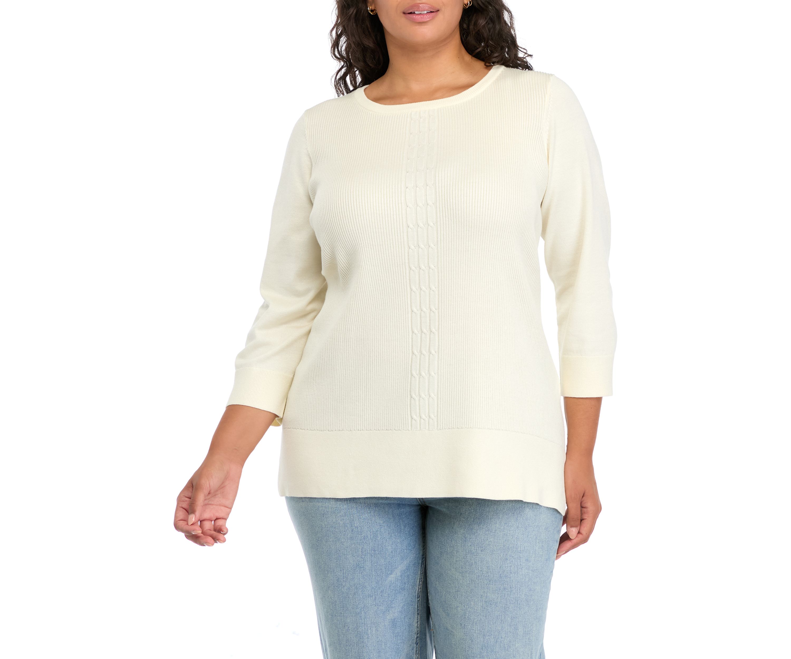 Plus Size Ribbed Tunic Sweater 