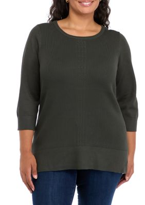 cable & gauge Women's Plus Size Ribbed Tunic Sweater, 1X -  0635762527375