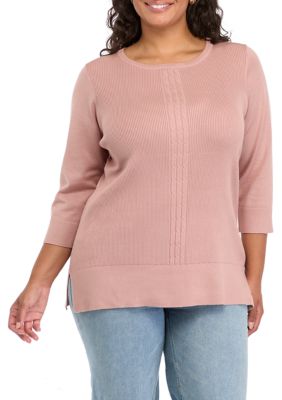 cable & gauge Women's Plus Size Ribbed Tunic Sweater, 1X -  0635762526835