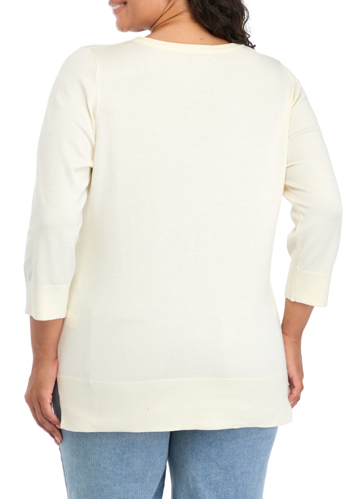 Plus Size Ribbed Tunic Sweater 
